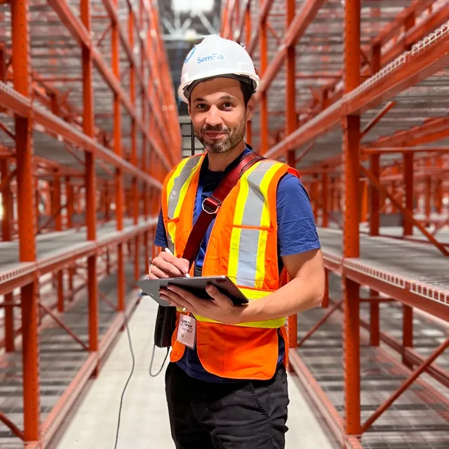 François Vergès, Propriétaire et ingénieur Wi-Fi principal at SemFio Networks, surveying Wi-Fi in a warehouse