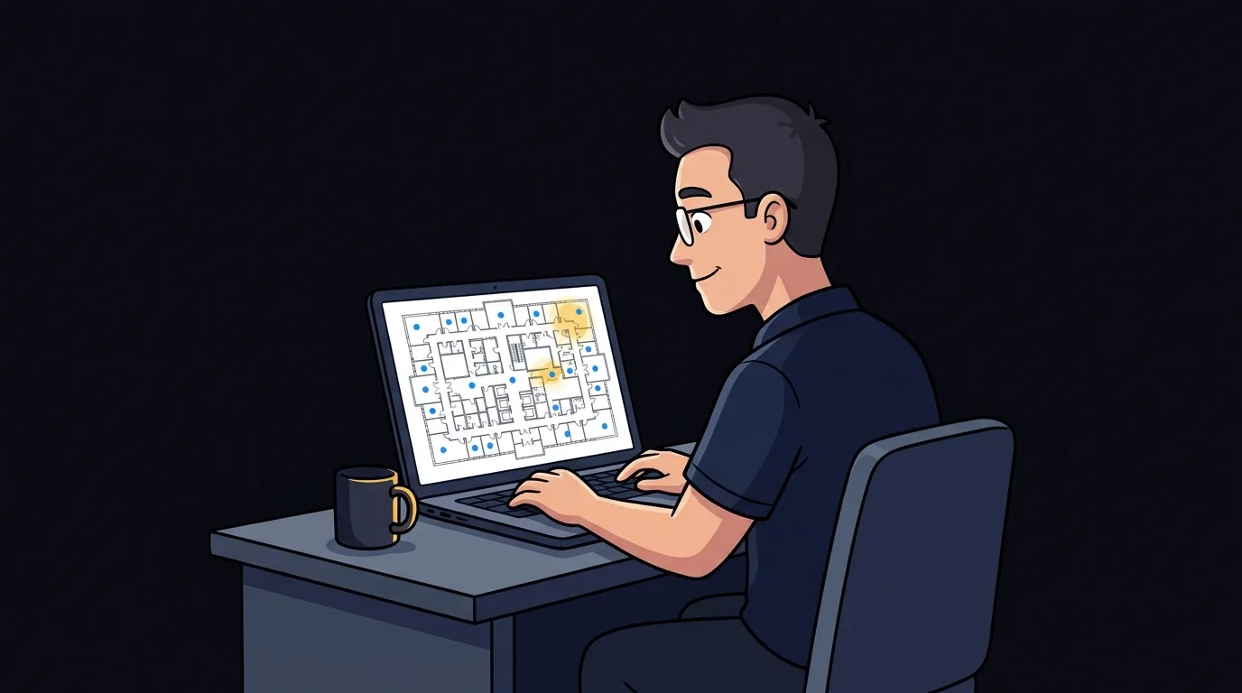 Engineer working on a Wi-Fi predictive design